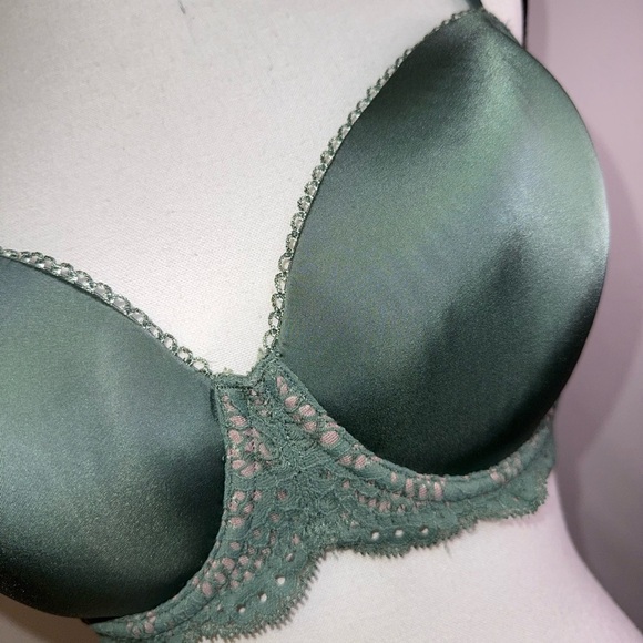 Victoria Secret 32DDD G70 Sage Lace Lined Demi Double Bra - Picture 2 of 6